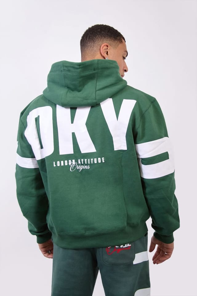LONDON ATTITUDE LONDON ATTITUDE Men's Green Relax Fit Streetwear Hoodie-Tokyo Edition - 2