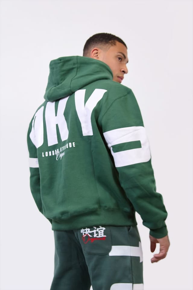 LONDON ATTITUDE LONDON ATTITUDE Men's Green Relax Fit Streetwear Hoodie-Tokyo Edition - 3