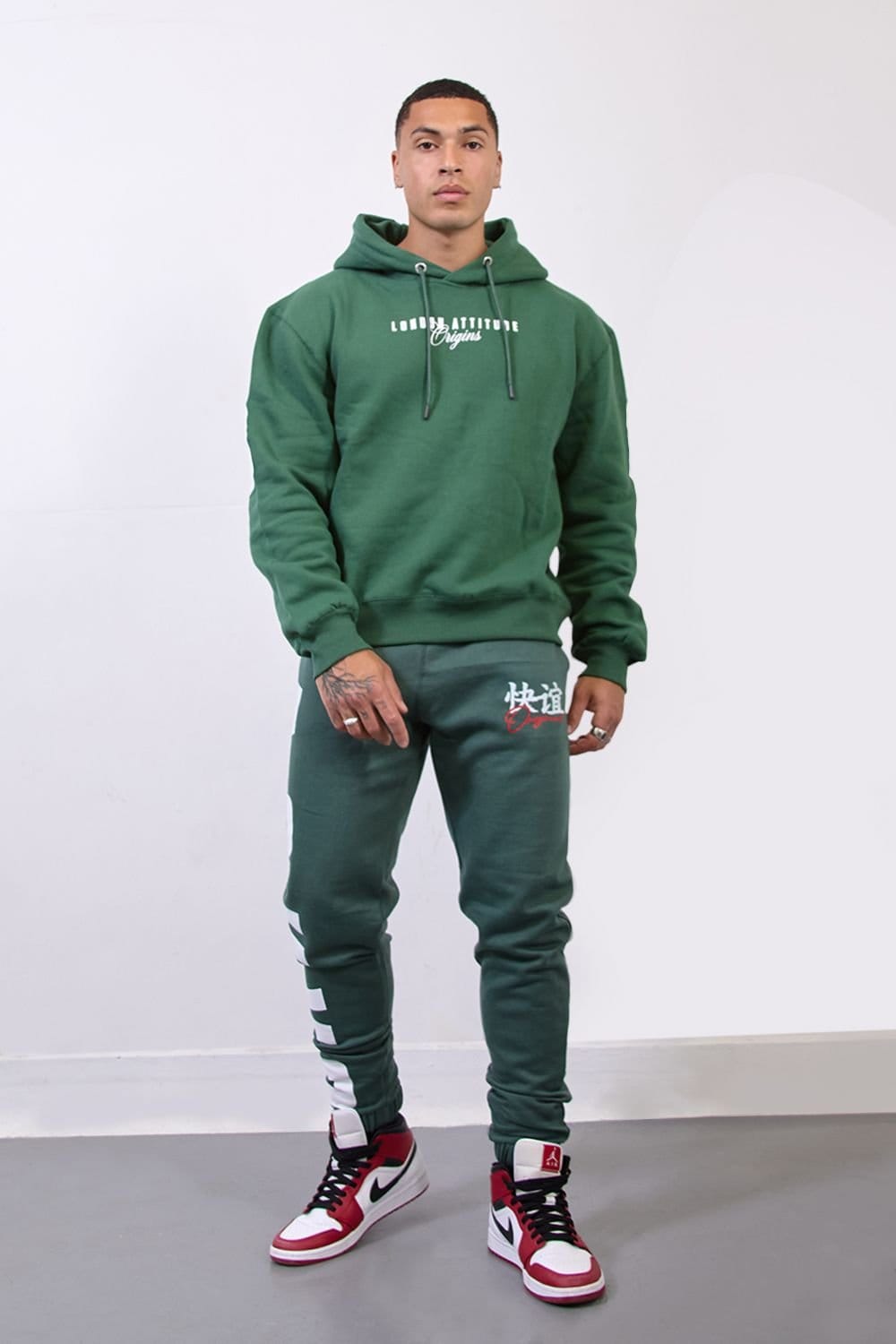 LONDON ATTITUDE LONDON ATTITUDE Men's Green Relax Fit Streetwear Hoodie-Tokyo Edition - 4
