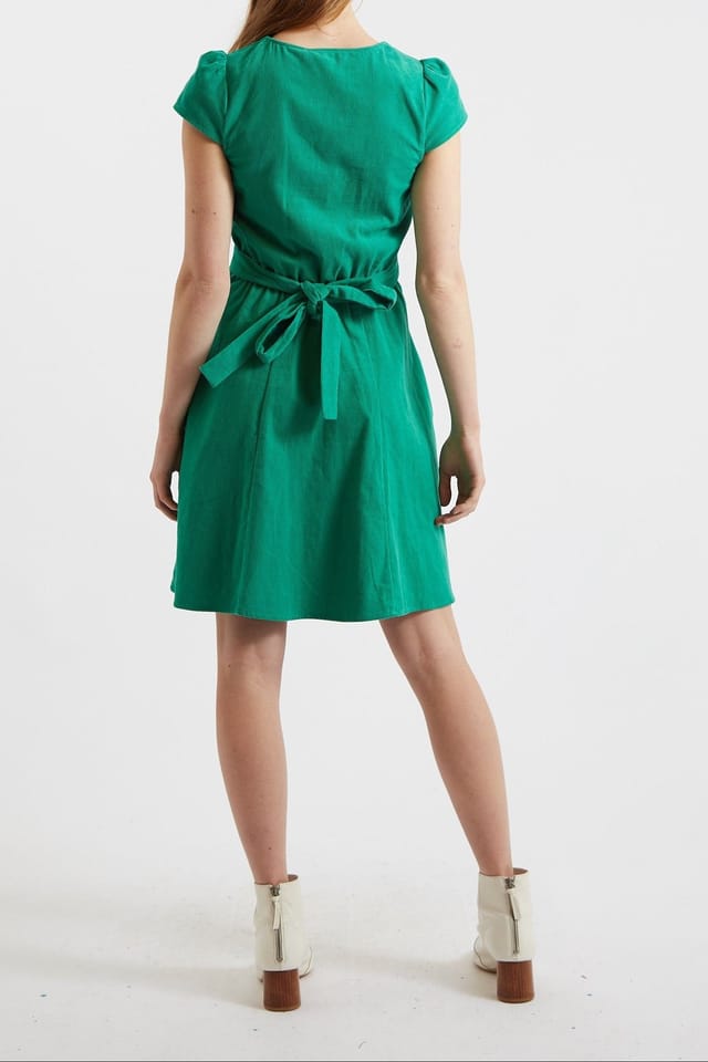 Louche Louche Women's Cathleen Green Mini Baby Cord Tea Dress - 2