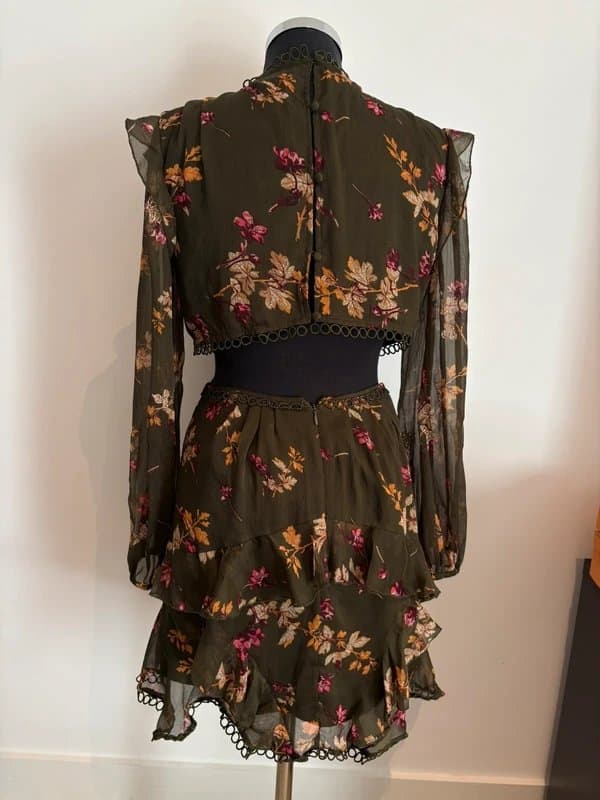 ASOS ASOS Green Embellished Mini Skirt with floral prints and ruffles