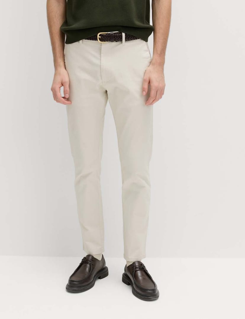 Marks & Spencer M&S Slim Fit Cotton Rich Stretch Chinos Ecru - 1
