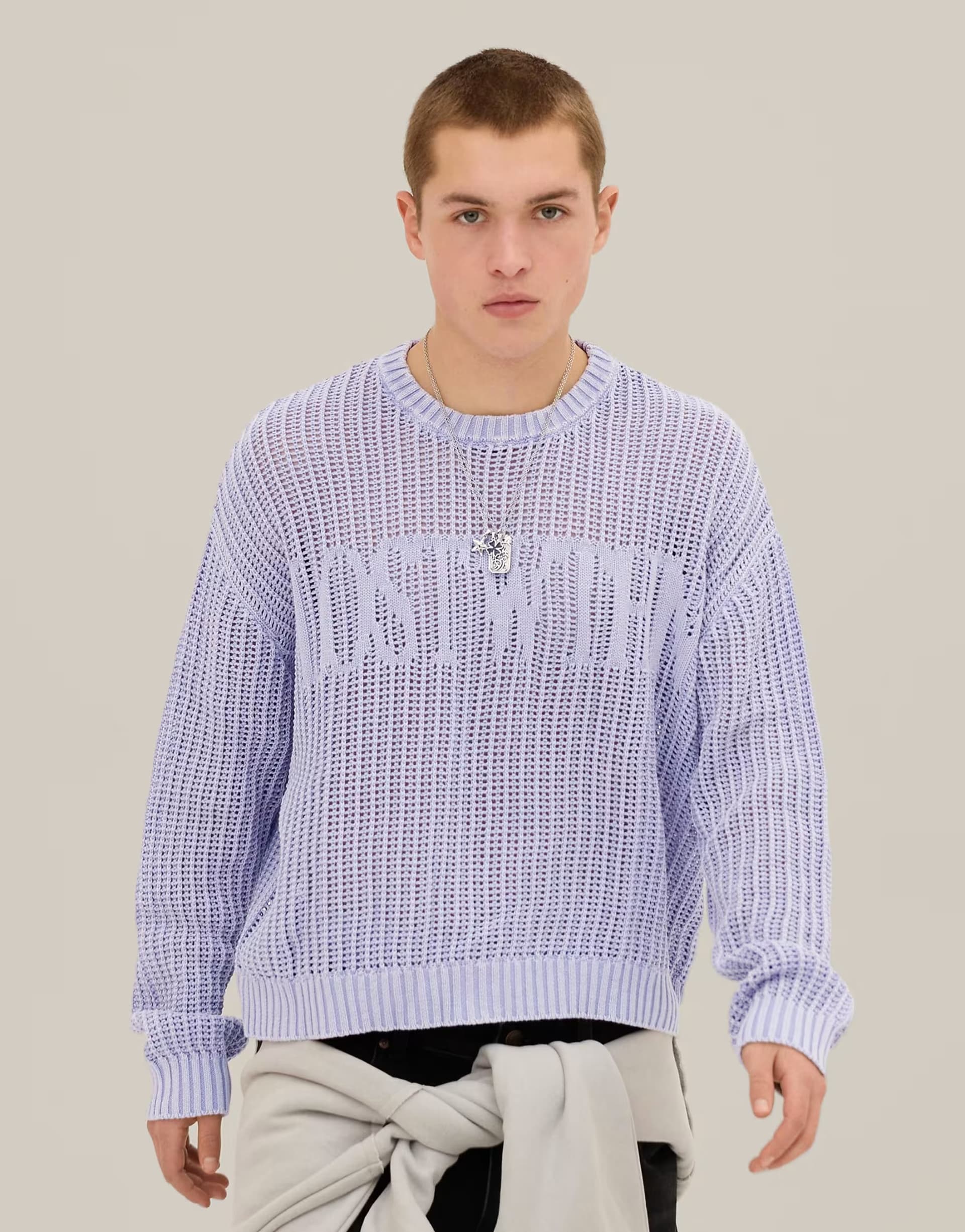 ASOS Bershka Graphic round neck jumper in purple