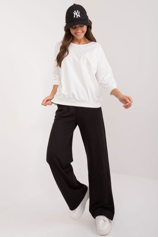 Love Lace Love Lace Women's Daily Cotton Quarter Sleeve Relaxed Sweatshirt in White - 2