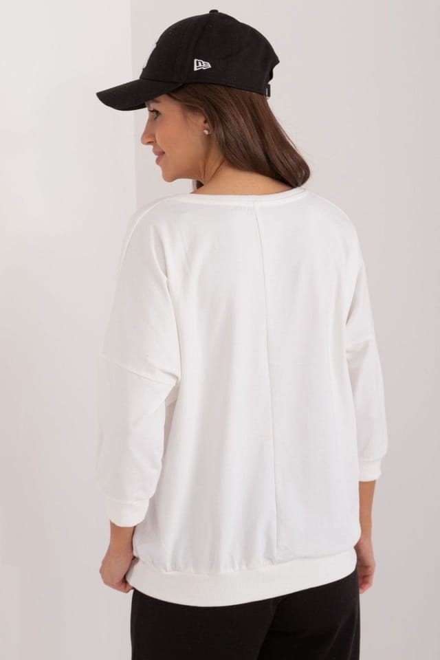 Love Lace Love Lace Women's Daily Cotton Quarter Sleeve Relaxed Sweatshirt in White - 3