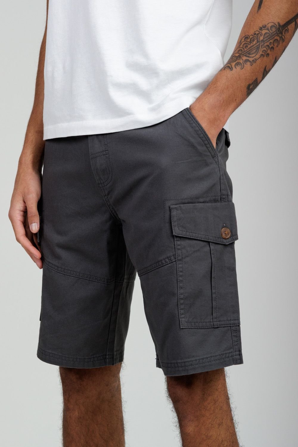 Tokyo Laundry Tokyo Laundry Men's Cotton Cargo Shorts in Grey - 3