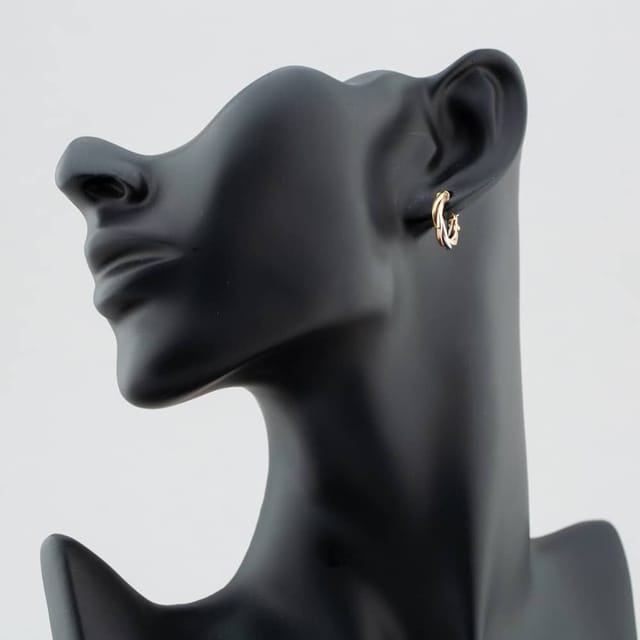 T.H.Baker T.H.Baker Women's 9ct Three Colour Gold 10mm Twisted Hoop Earrings ER524 - 2