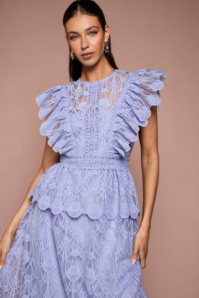 Coast Coast Women's Scallop Organza Frill Midi Dress in Lavender - 2