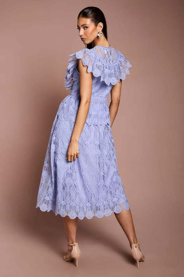 Coast Coast Women's Scallop Organza Frill Midi Dress in Lavender - 3