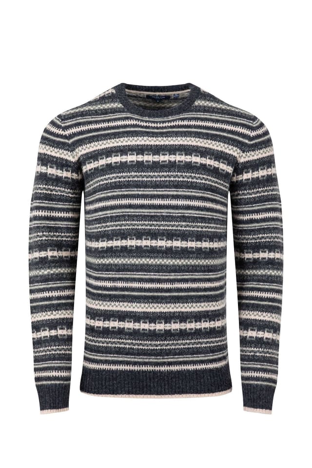 Weird Fish Weird Fish Men's Fastolf Fair Isle Crew Neck Jumper in Black - 2