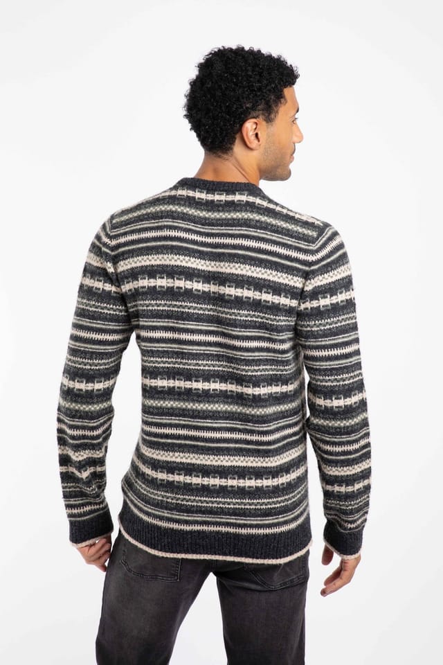 Weird Fish Weird Fish Men's Fastolf Fair Isle Crew Neck Jumper in Black - 3