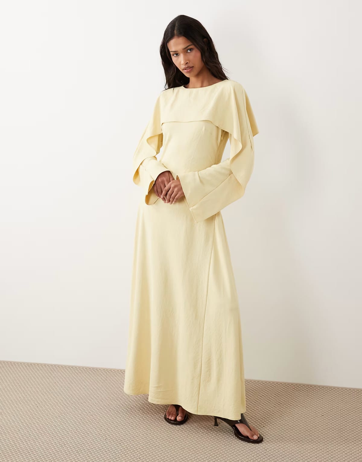 ASOS ASOS DESIGN maxi godets dress with cape in buttermilk - 1
