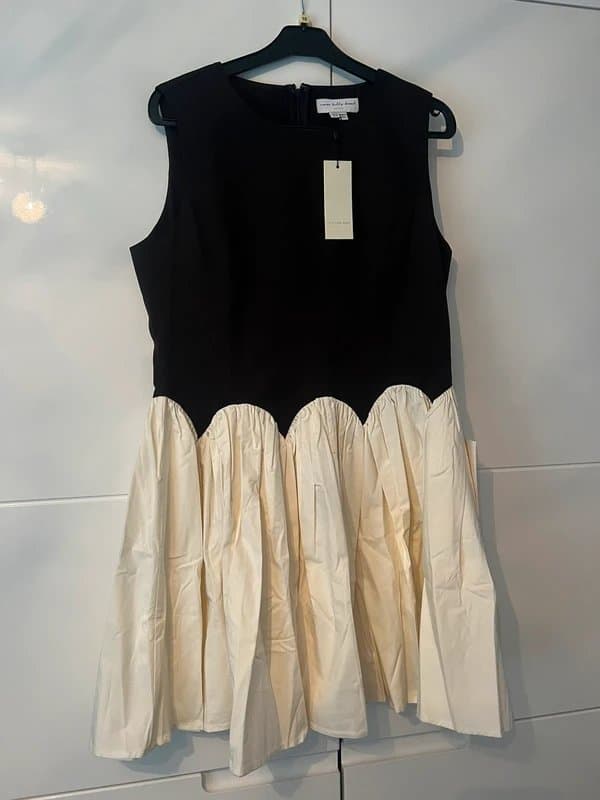 Never Fully Dressed Never Fully Dressed contrast drop hem dress in monochrome