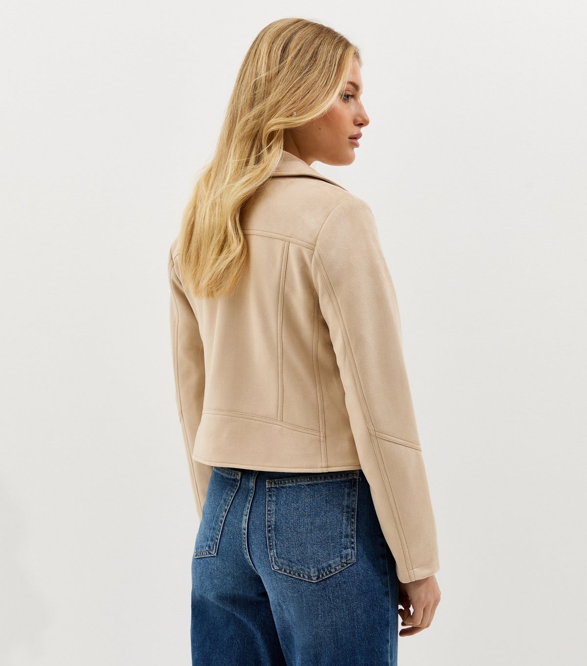 New Look Women's Stone Faux Suede Biker Jacket New Look - 4