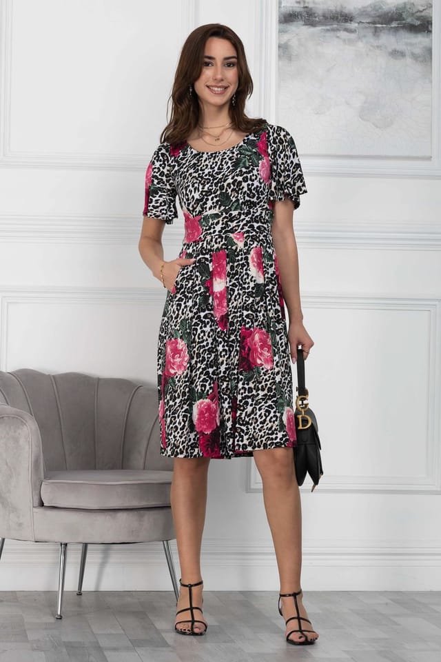 Jolie Moi Jolie Moi Women's Flare Sleeve Jersey Dress - 3