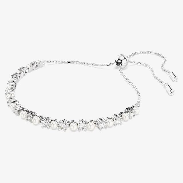 Swarovski Swarovski Women's Matrix Rhodium Plated Crystal Pearl Bracelet 5689633 in Silver - 2