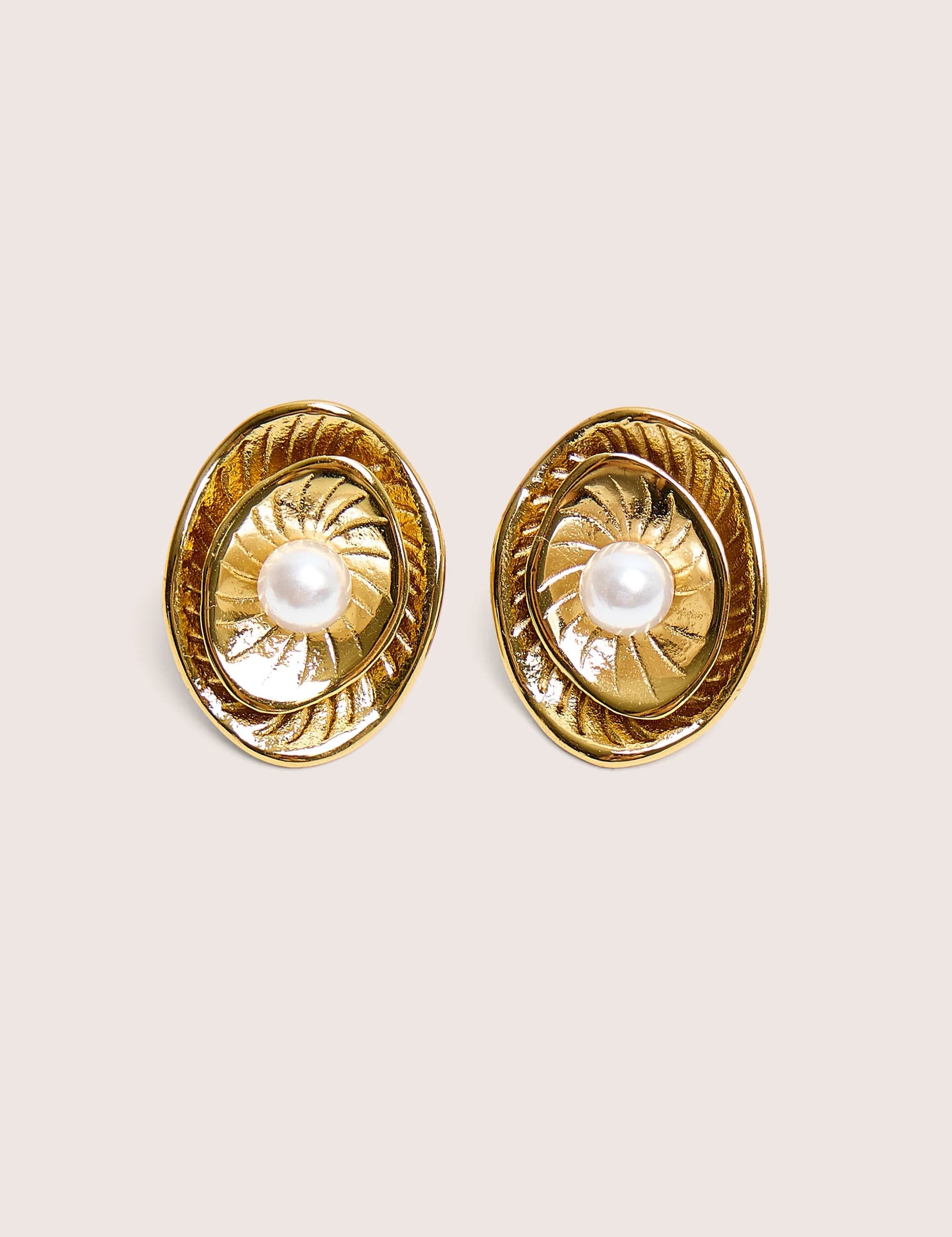 Public Desire Double Layered Gold and Pearl Earrings