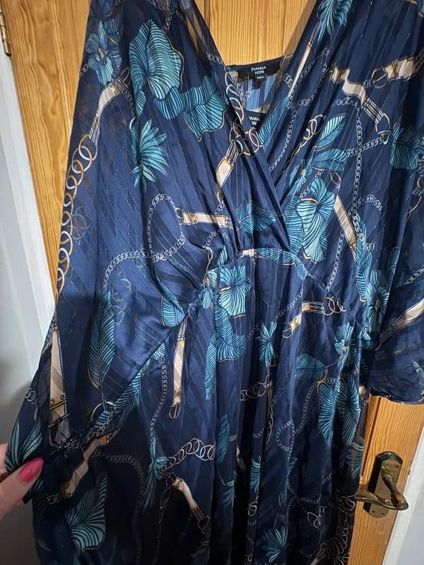 Joanna Hope Navy Floral/Chain Print Maxi Dress