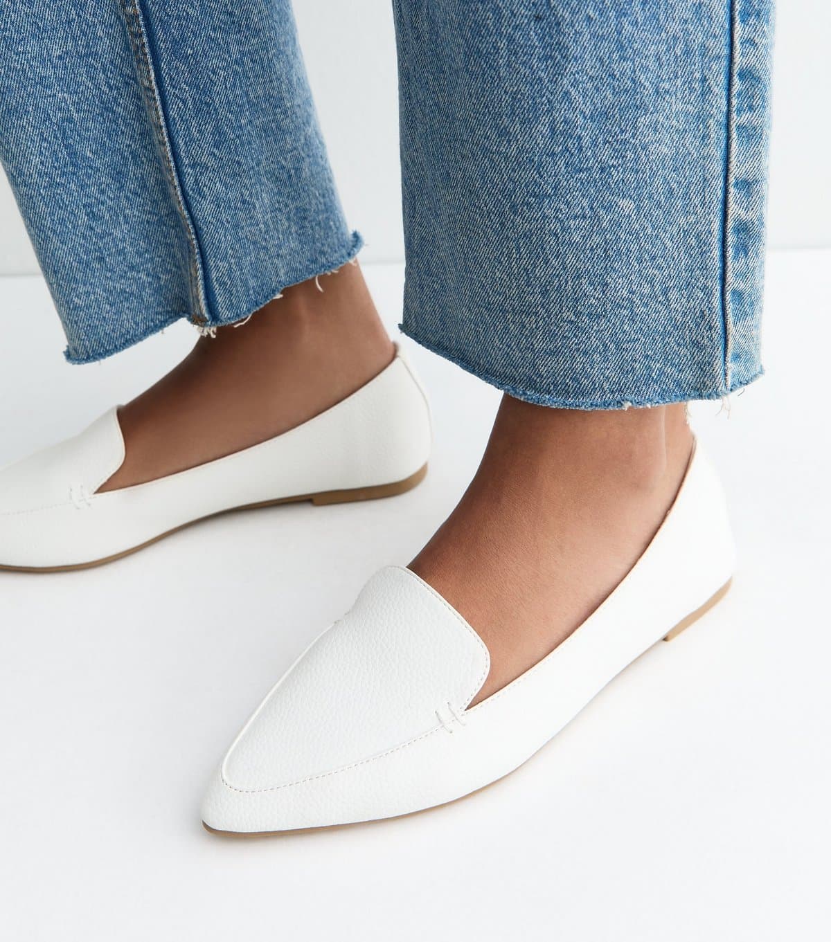 New Look New Look White Faux Leather Pointed Ballerina Flats
