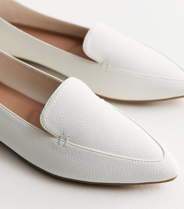 New Look Women's White Faux Leather Pointed Ballerina Flats New Look - 3