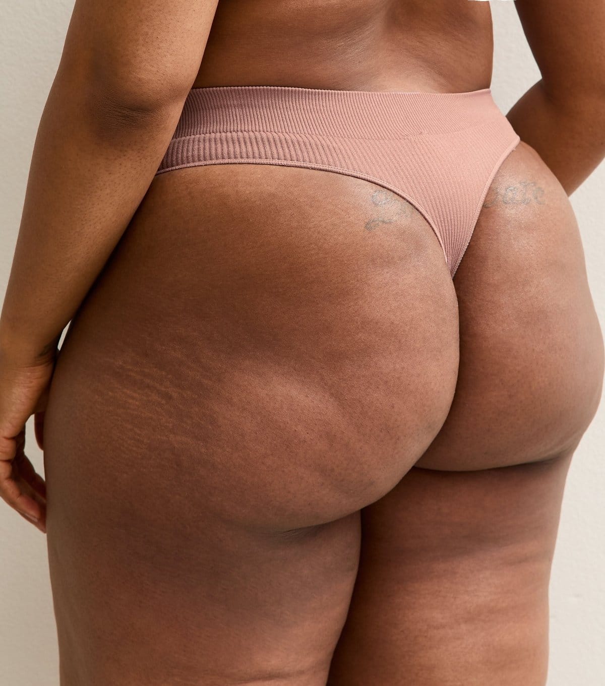 New Look Women's Plus Size Dark Pink Ribbed Seamless High Waisted Thong Curves New Look - 4