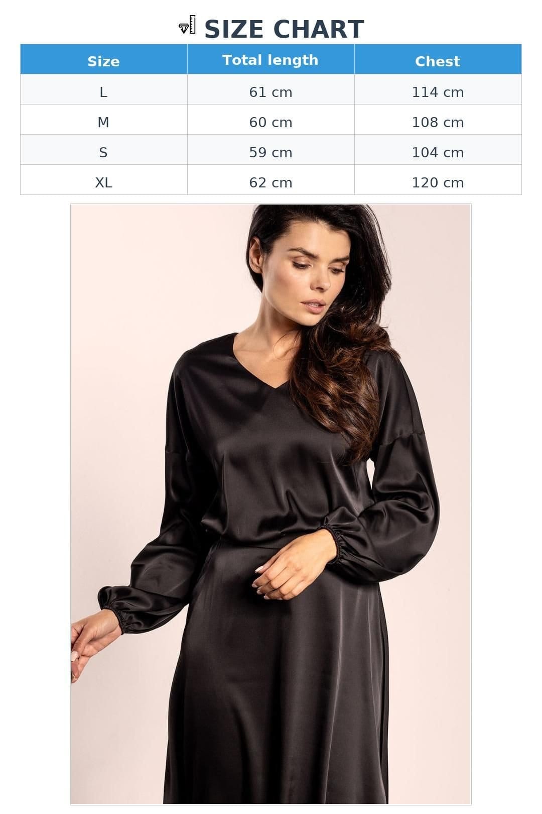 Love Lace Love Lace Women's Elegant Satin V Neck Loose Blouse in Black - 4