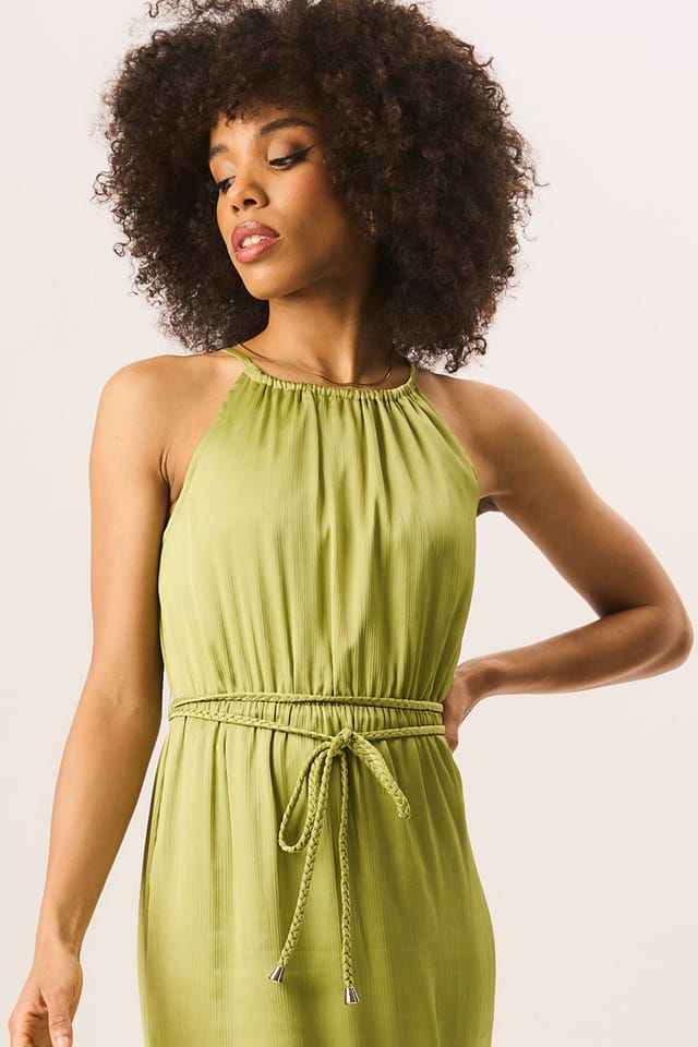 Gini London Gini London Women's Green Halter Neck Maxi Dress in Light Green - 2