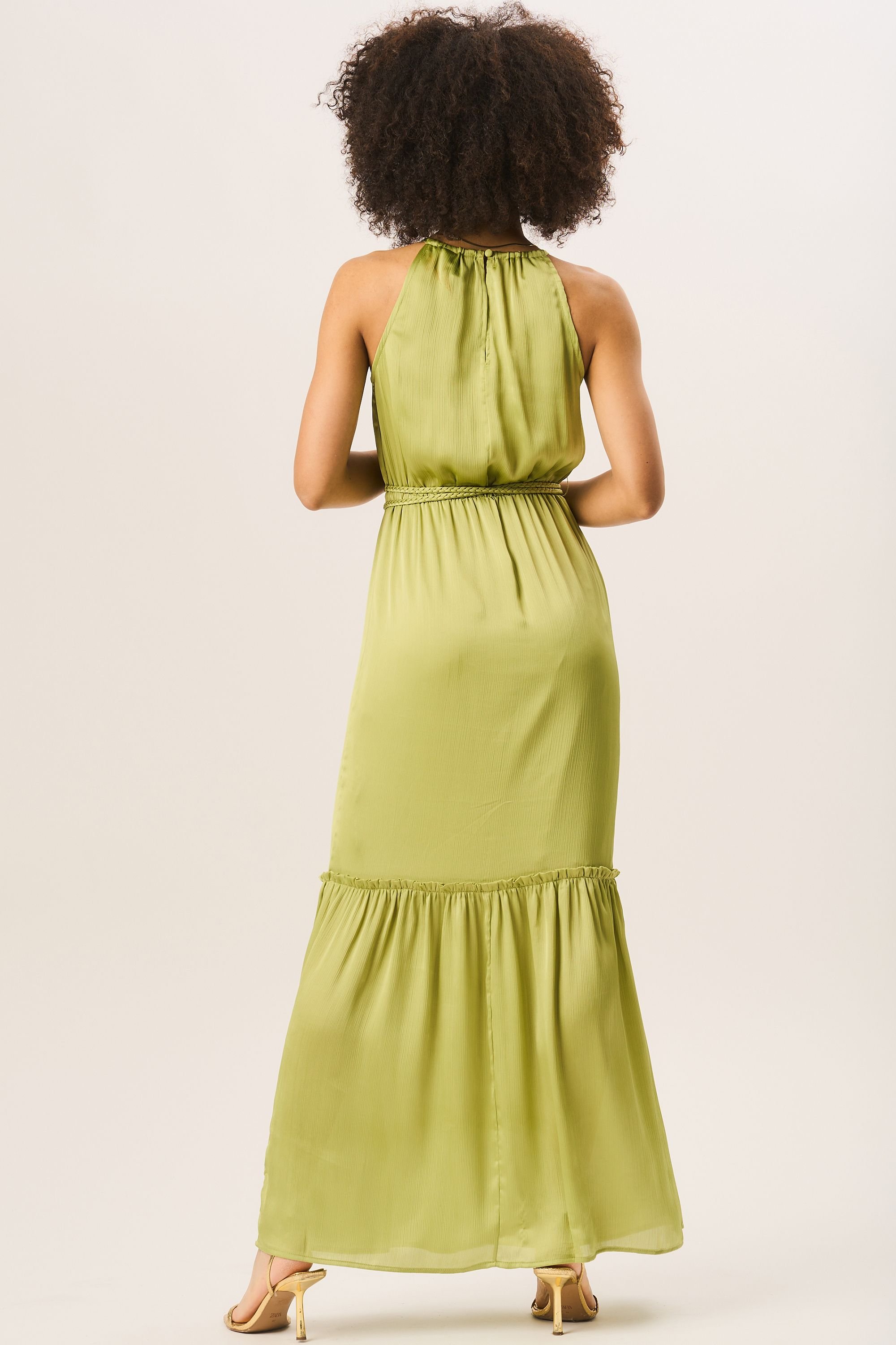 Gini London Gini London Women's Green Halter Neck Maxi Dress in Light Green - 4