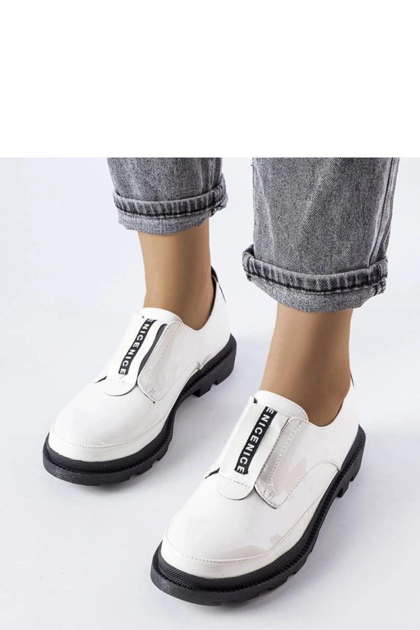 Love Lace Love Lace Women's Patent lace up loafers with tractor sole square heel in White - 1