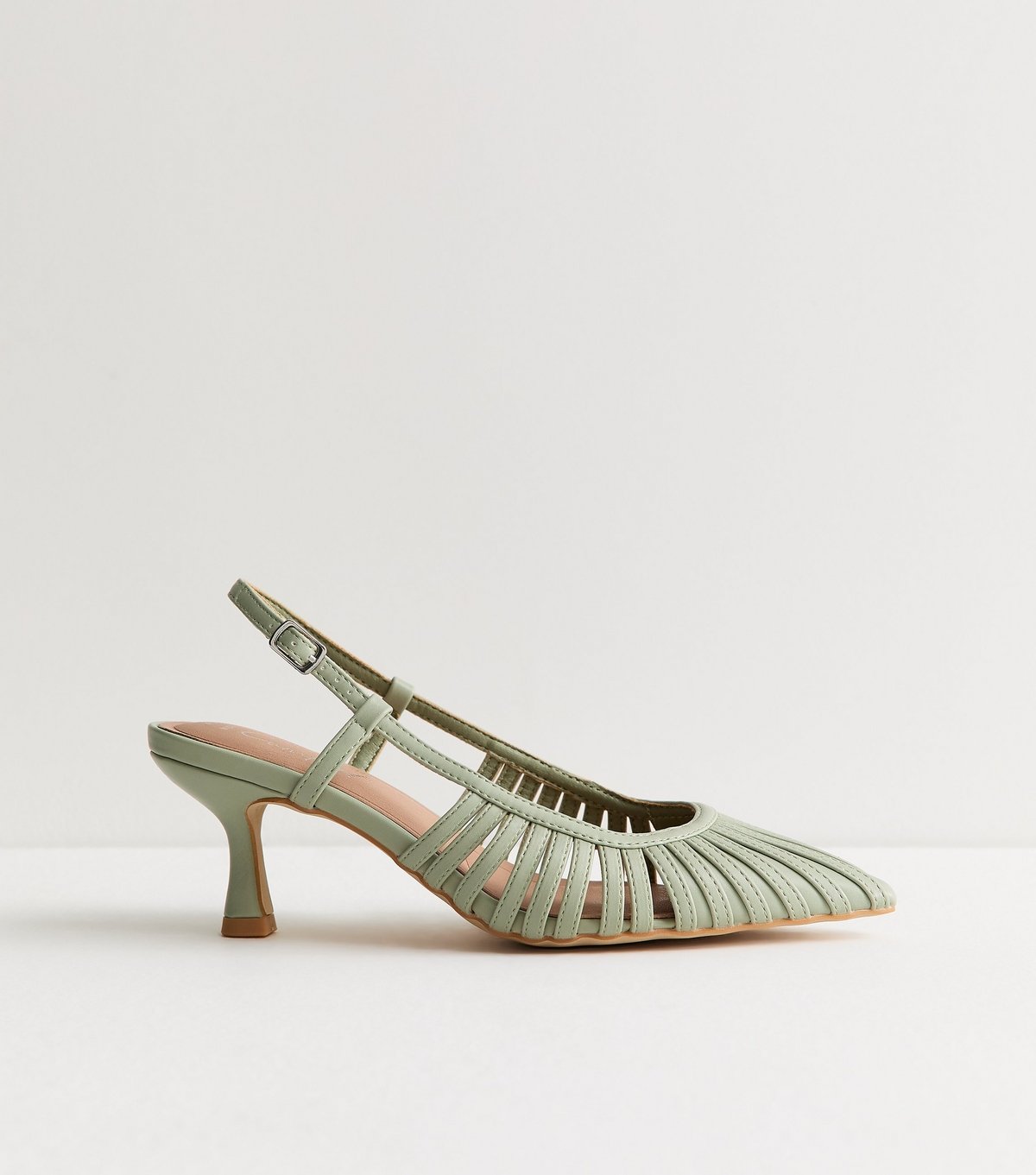 New Look Women's Wide Fit Light Green Strap Detail Slingback Court Shoes New Look - 2