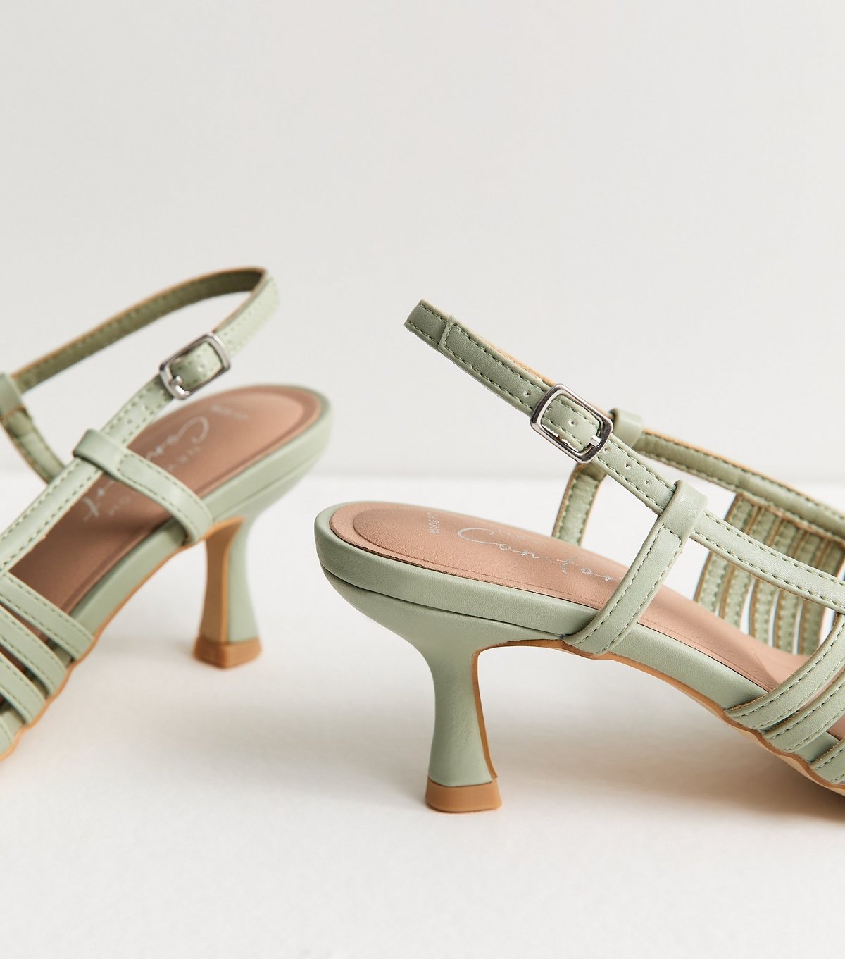 New Look Women's Wide Fit Light Green Strap Detail Slingback Court Shoes New Look - 4