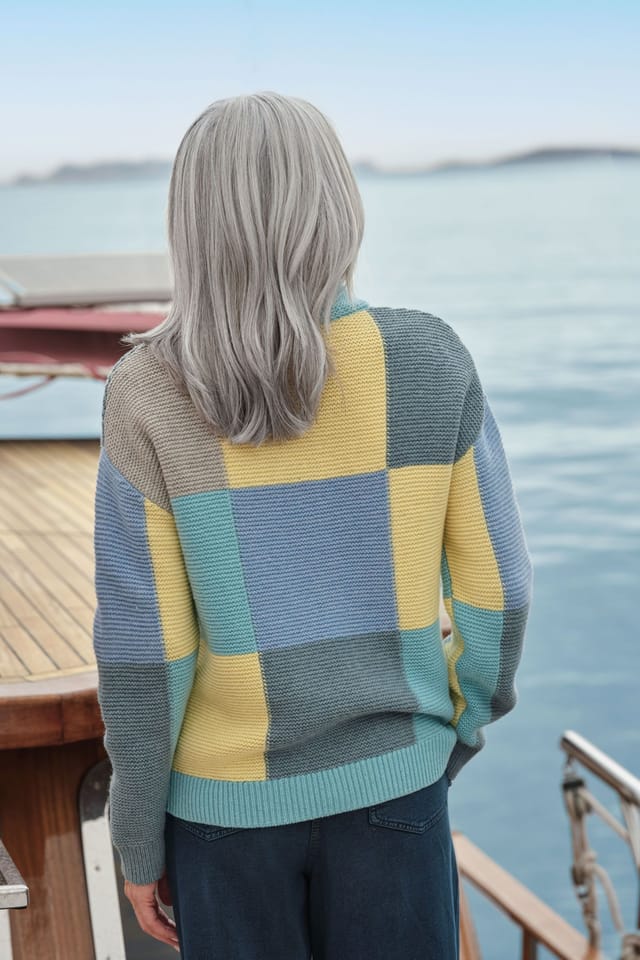 WoolOvers WoolOvers Women's Purl Stitch Patch Work Jumper - 3