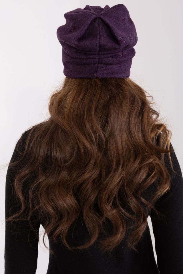 Love Lace Love Lace Women's Warm Winter Cashmere Beanie Hat with Rhinestone Decoration Violet - 3
