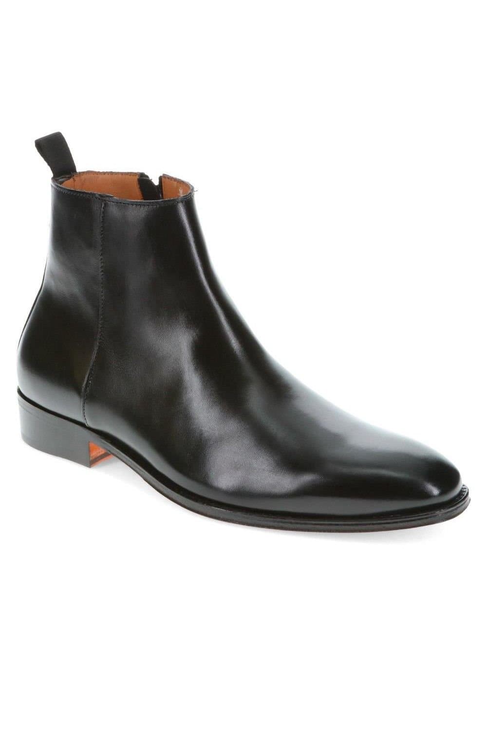 Jones Bootmaker Jones Bootmaker Men's Flaxen Leather Ankle Boots in Black