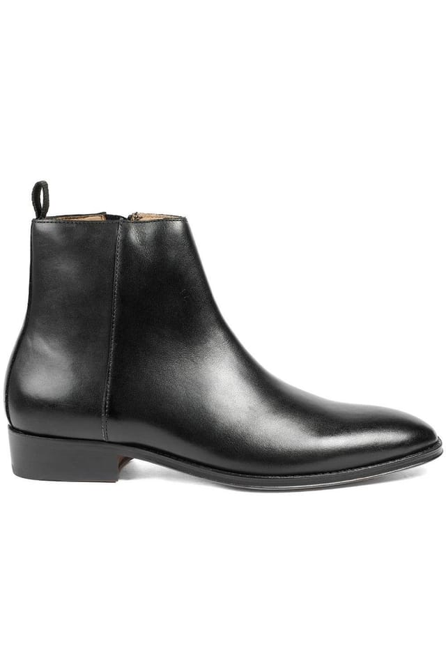 Jones Bootmaker Jones Bootmaker Men's Flaxen Leather Ankle Boots in Black - 2