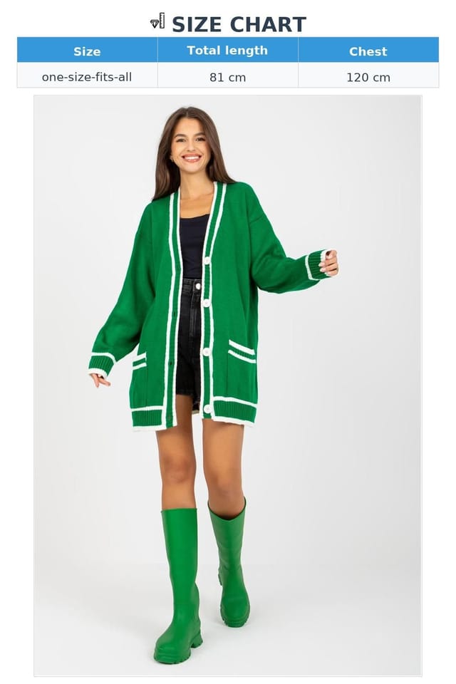 Love Lace Love Lace Women's Long Sleeve Cardigan with Contrast Trim Pockets in Green - 3