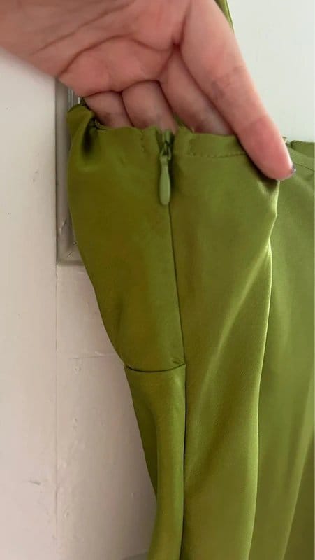 ASOS Design Green Satin Slip Mini Dress