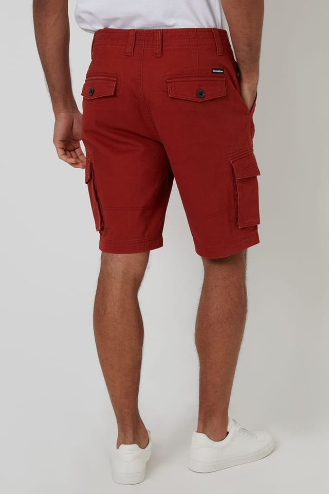 Threadbare Threadbare Men's Cotton 'Bute' Cargo Shorts in Terracotta - 2