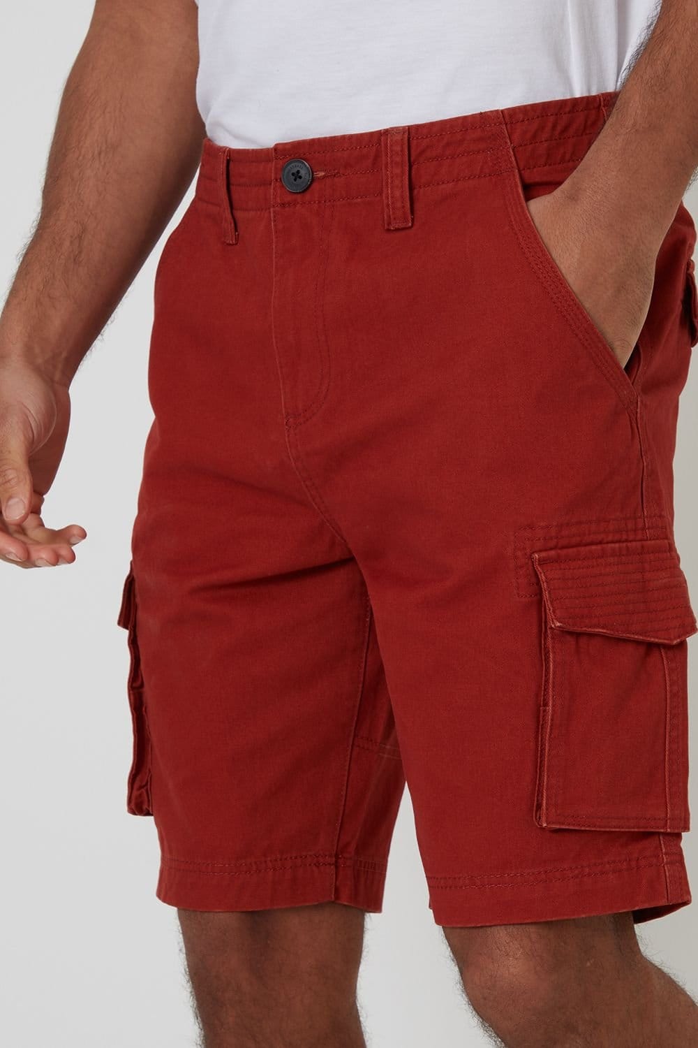Threadbare Threadbare Men's Cotton 'Bute' Cargo Shorts in Terracotta - 4