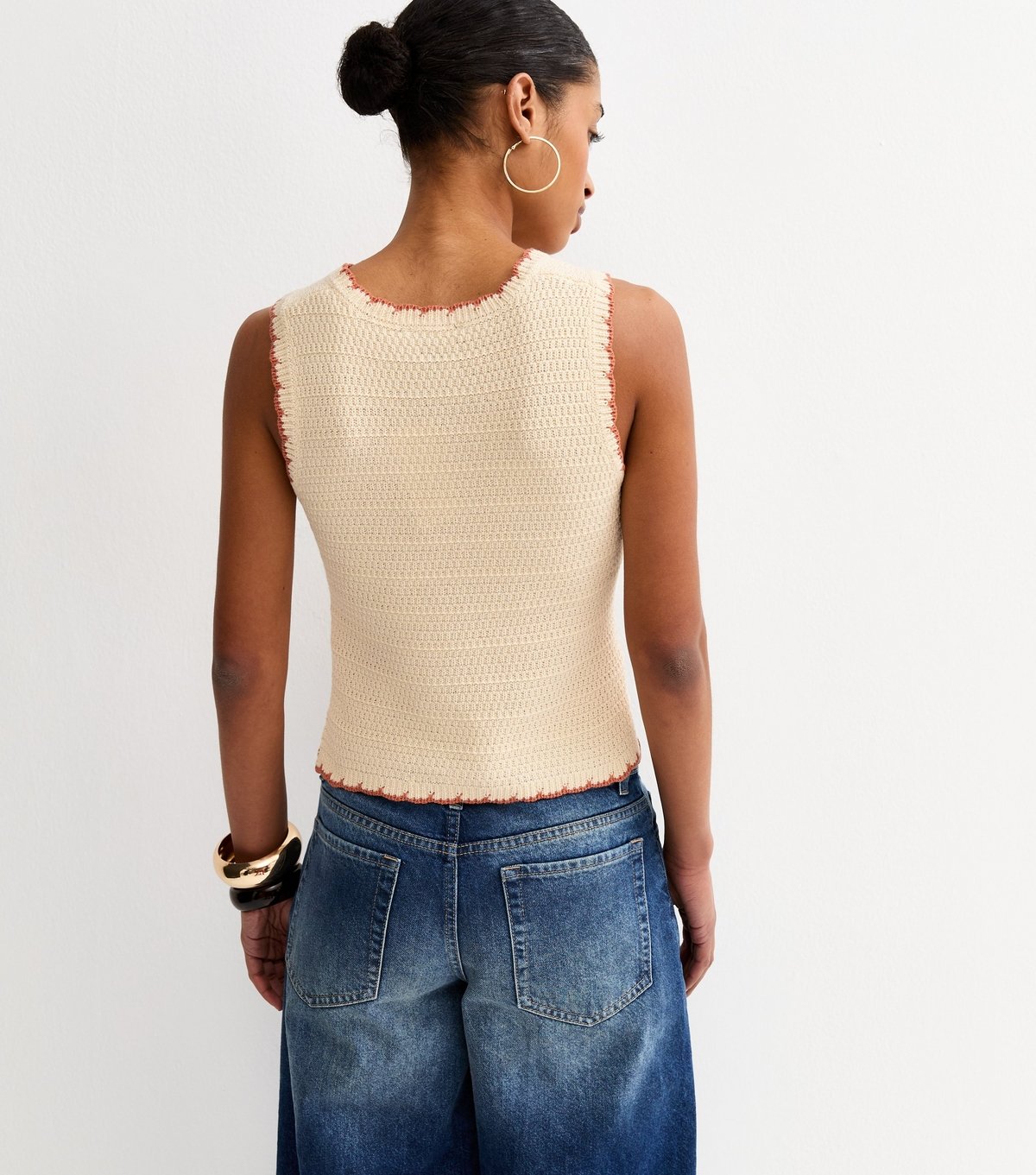 New Look Women's Cream Cotton Floral Embroidered Crochet Top New Look - 4