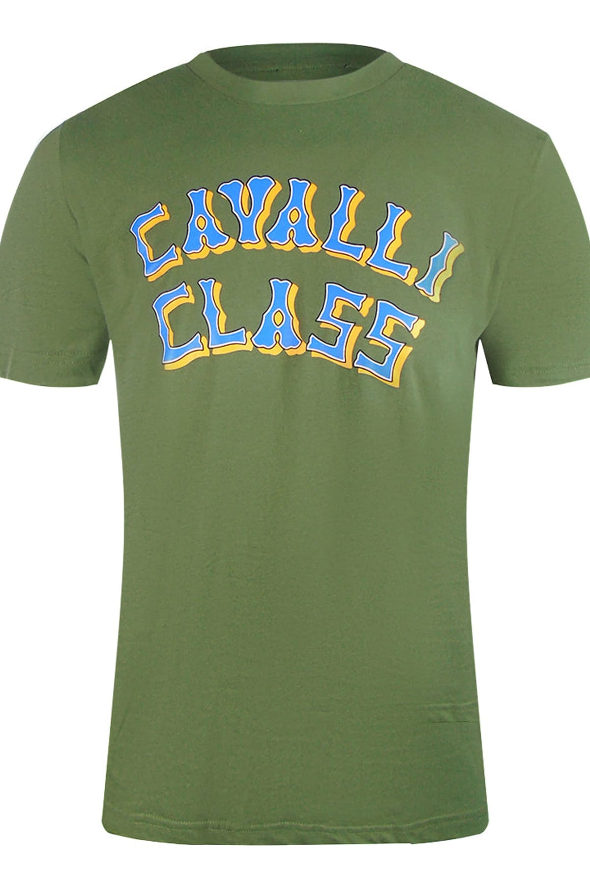 Cavalli Class Cavalli Class Men's Short Sleeve Crew T-shirt in Olive - 1