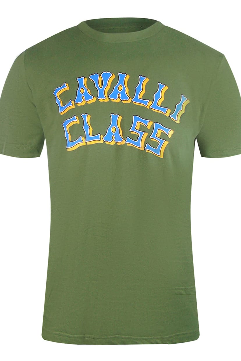 Cavalli Class Cavalli Class Men's Short Sleeve Crew T-shirt in Olive - 1