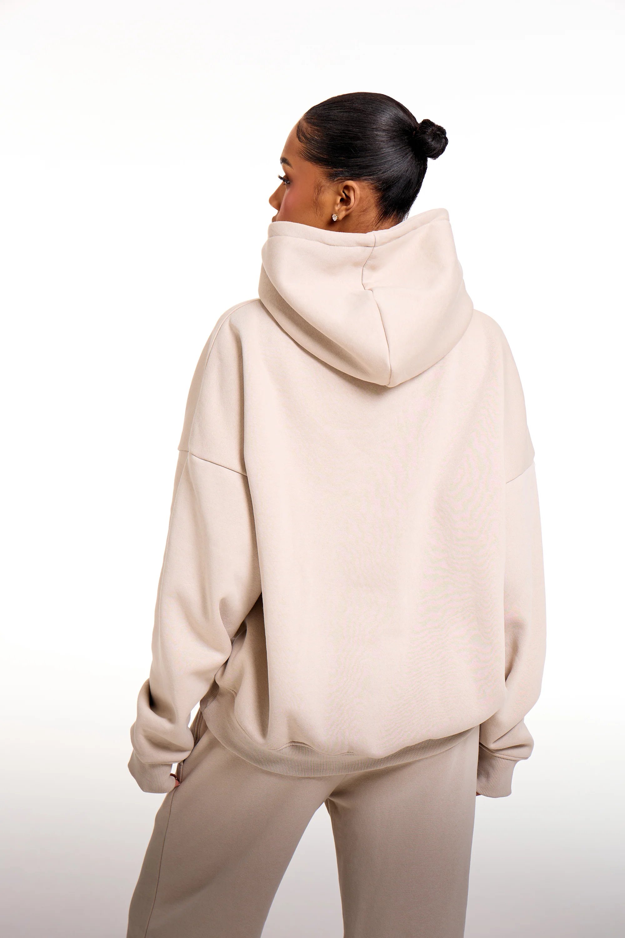 Kaiia Kaiia Chrome Logo Oversized Hoodie Ash Taupe - 4