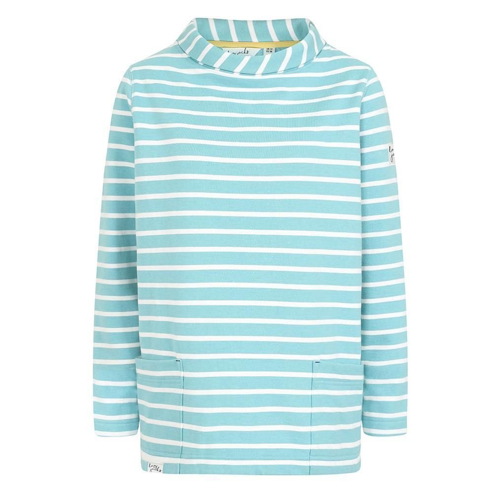 Lazy Jacks Lazy Jacks Women's Striped Roll Neck Sweatshirt in Aqua - 2