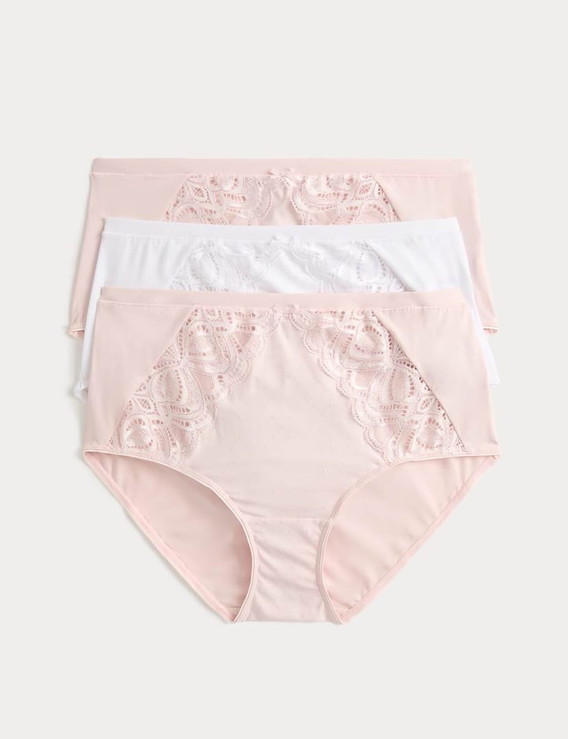 Marks & Spencer M&S 3pk Amelia Lace Full Briefs Cool Pink - 1