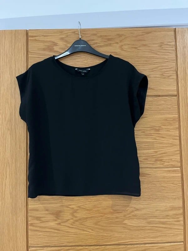 New Look Black Chiffon Short Sleeve Top
