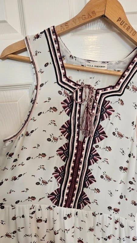 Ulla Johnson Ulla Johnson Leena Silk Embroidered Midi Dress