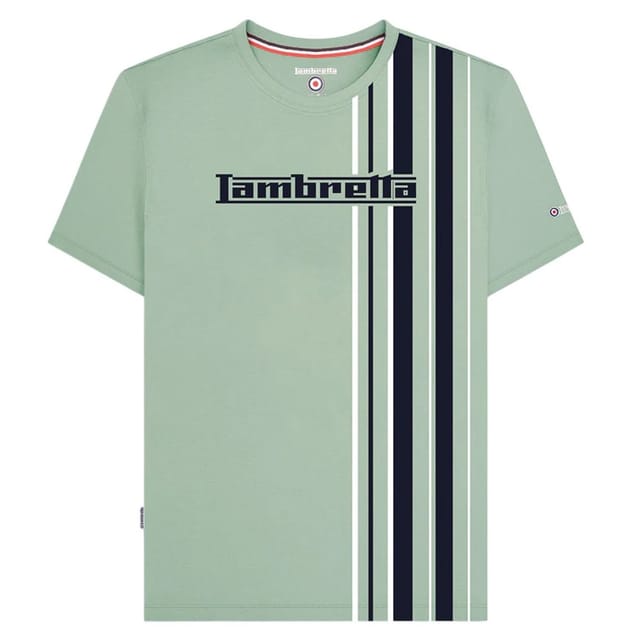 Lambretta Lambretta Men's Racing Stripe T-Shirt in Light Green - 2