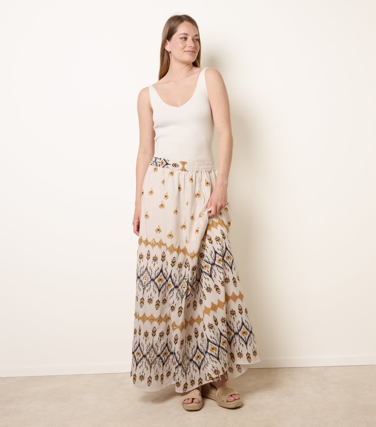 Blue Vanilla Women's Stone Sequin Embellished Midi Skirt Blue Vanilla New Look