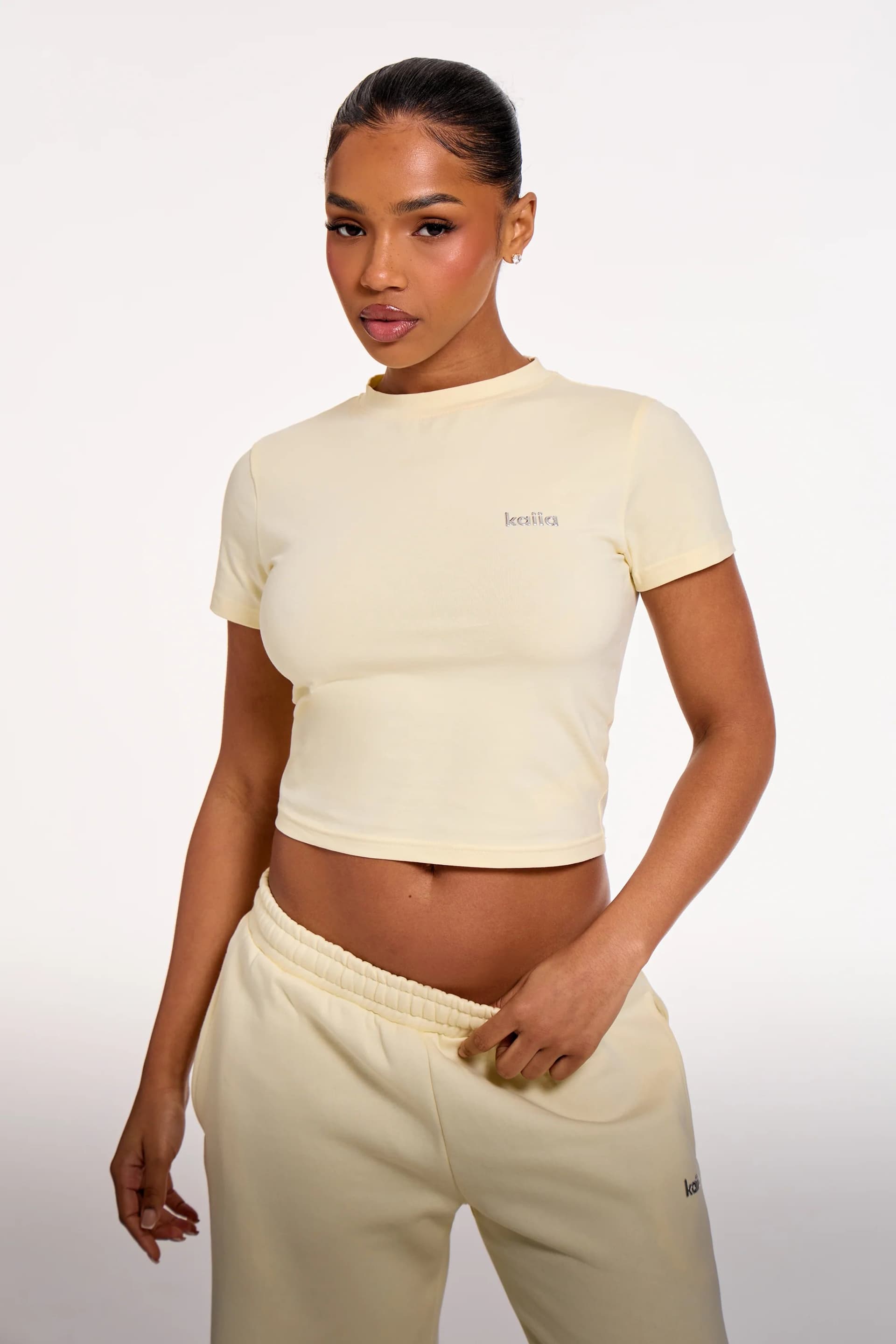Kaiia Kaiia Chrome Logo Baby Tee Lemon